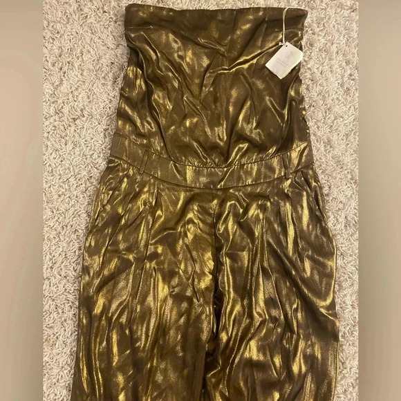 Brunello Cucinelli gold metallic jumpsuit size large NWT - Picture 5 of 10